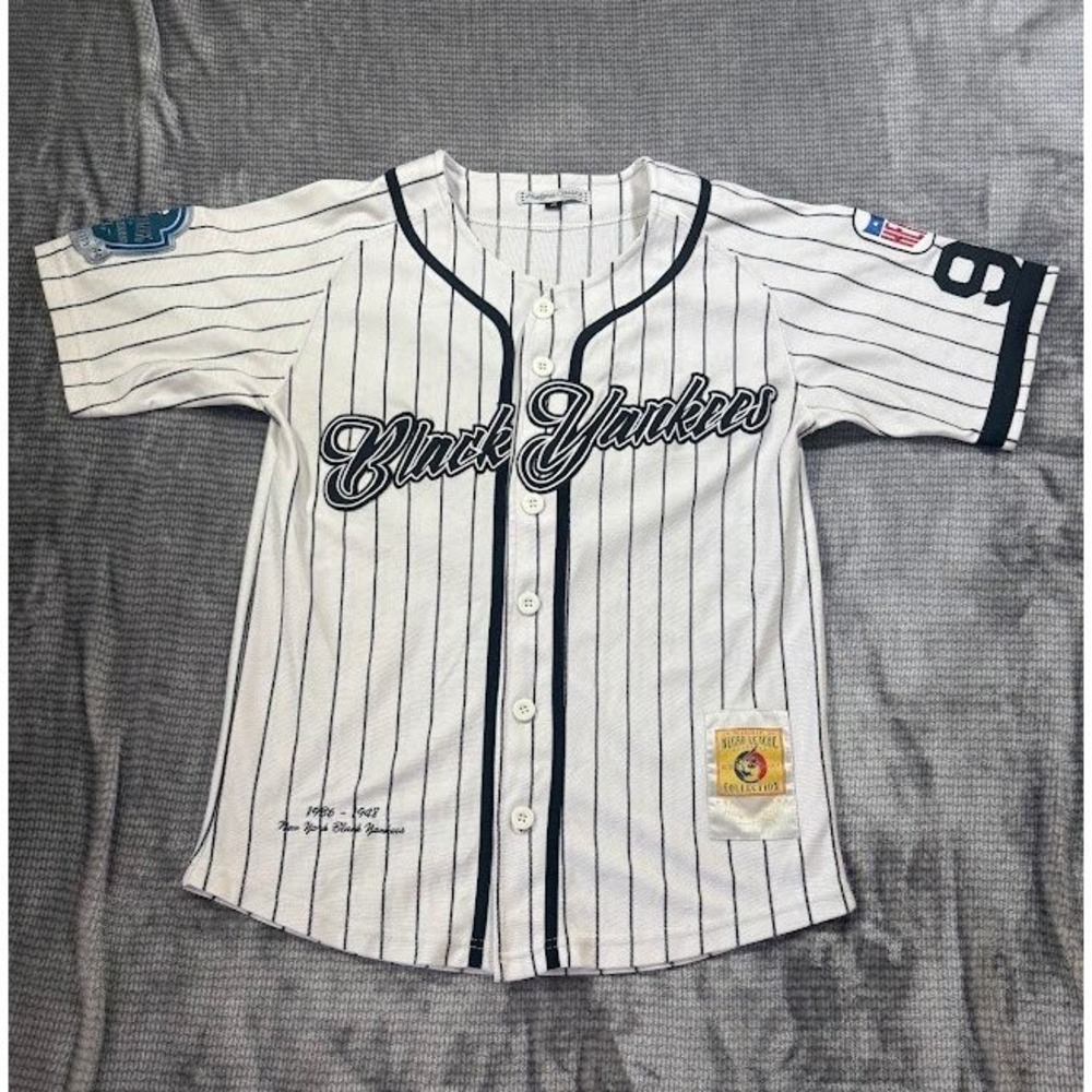 Black Yankees Negro League Headgear Classics New York  Baseball Jersey XS White